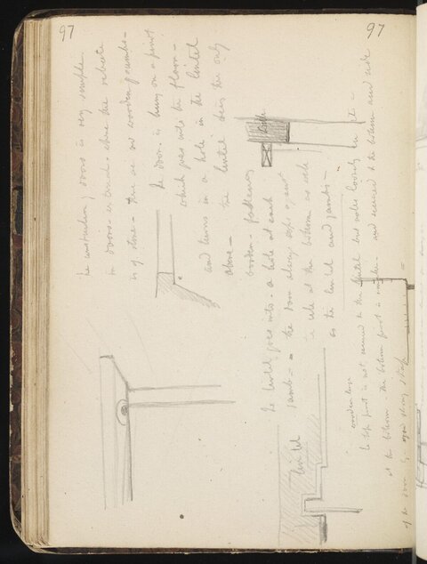 Architectural Sketches on Notebook Page