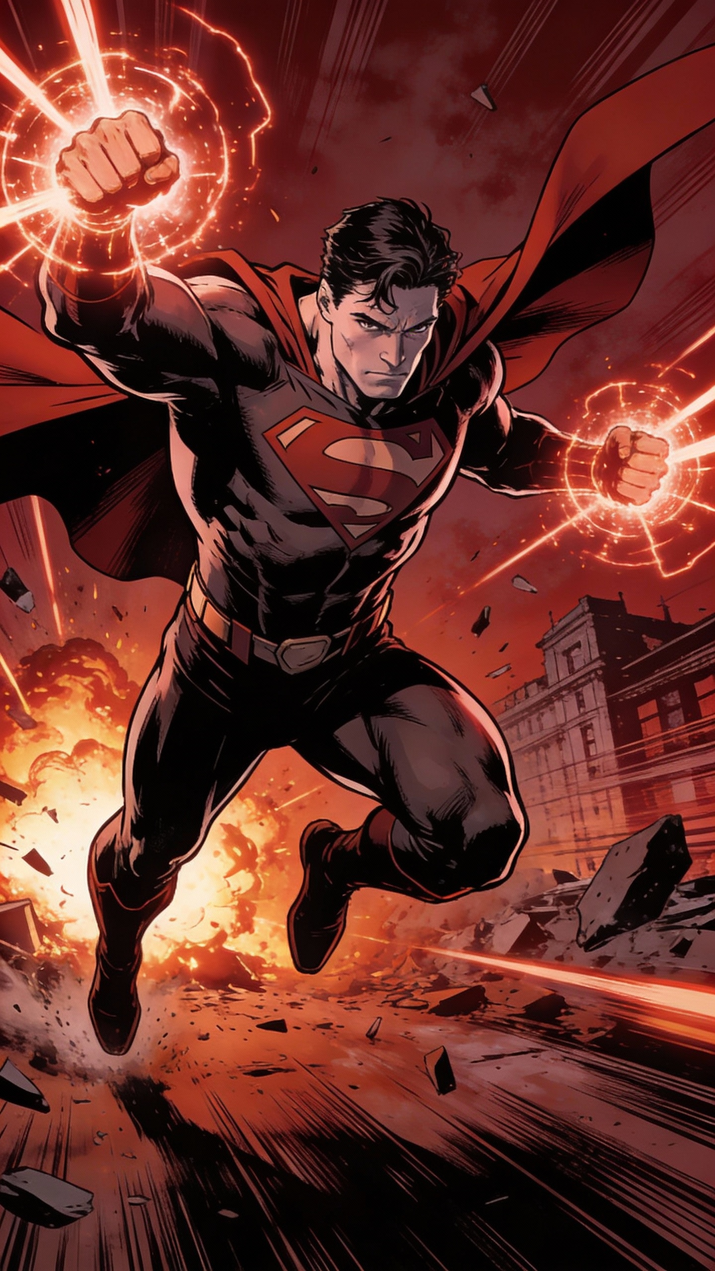 Superman Charging Into Battle