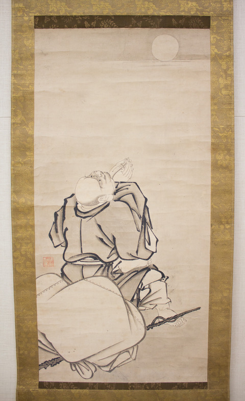 Monk Gazing at Moon Ink Painting