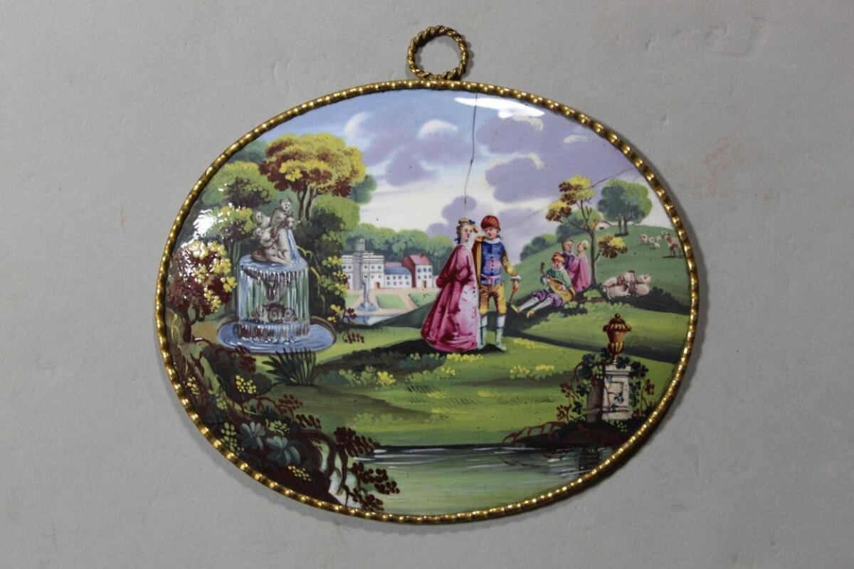 Oval Painted Landscape Wall Plaque