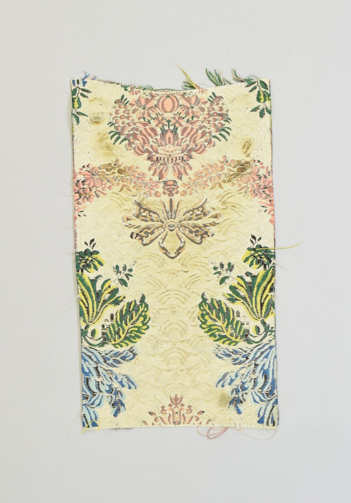 Vintage Floral Woven Fabric Fragment