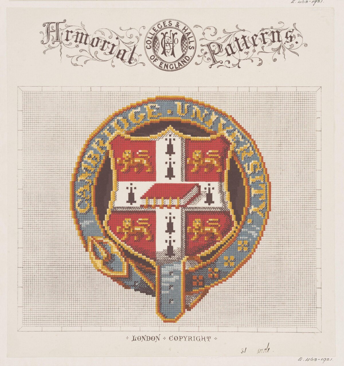 Cambridge University Armorial Cross Stitch Pattern