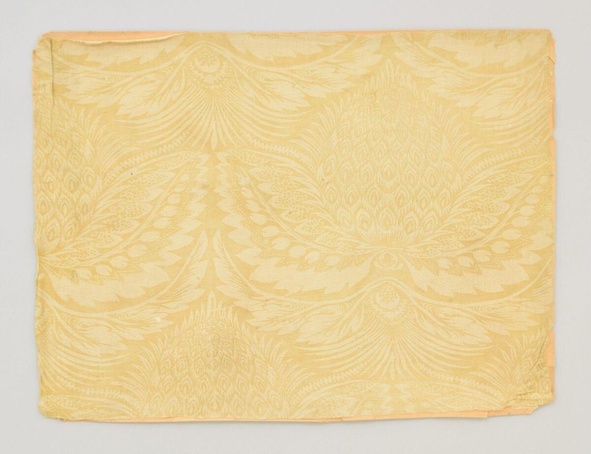 Pale Yellow Damask Patterned Fabric Sample