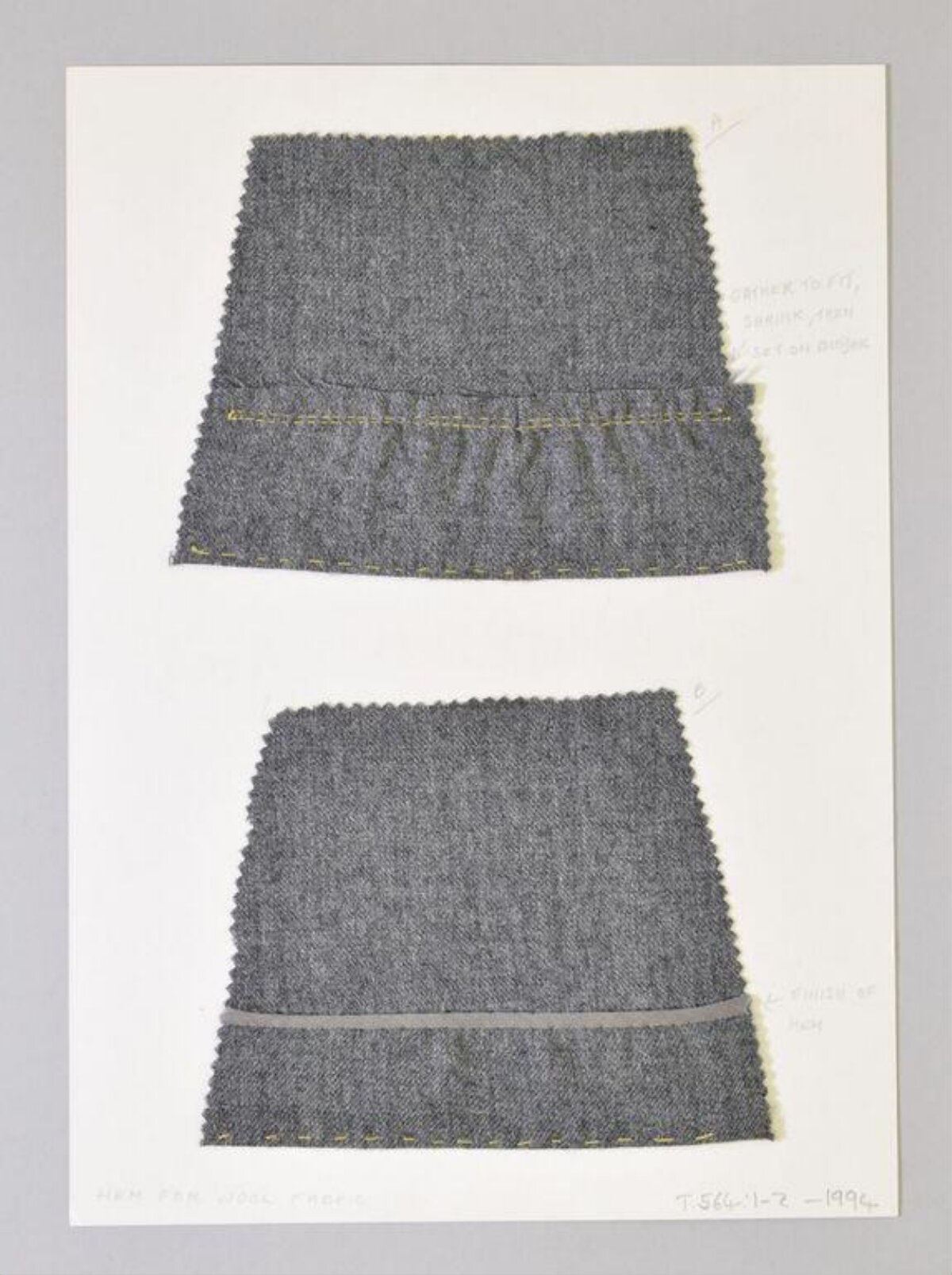 Two Garment Hem Sewing Sample Swatches