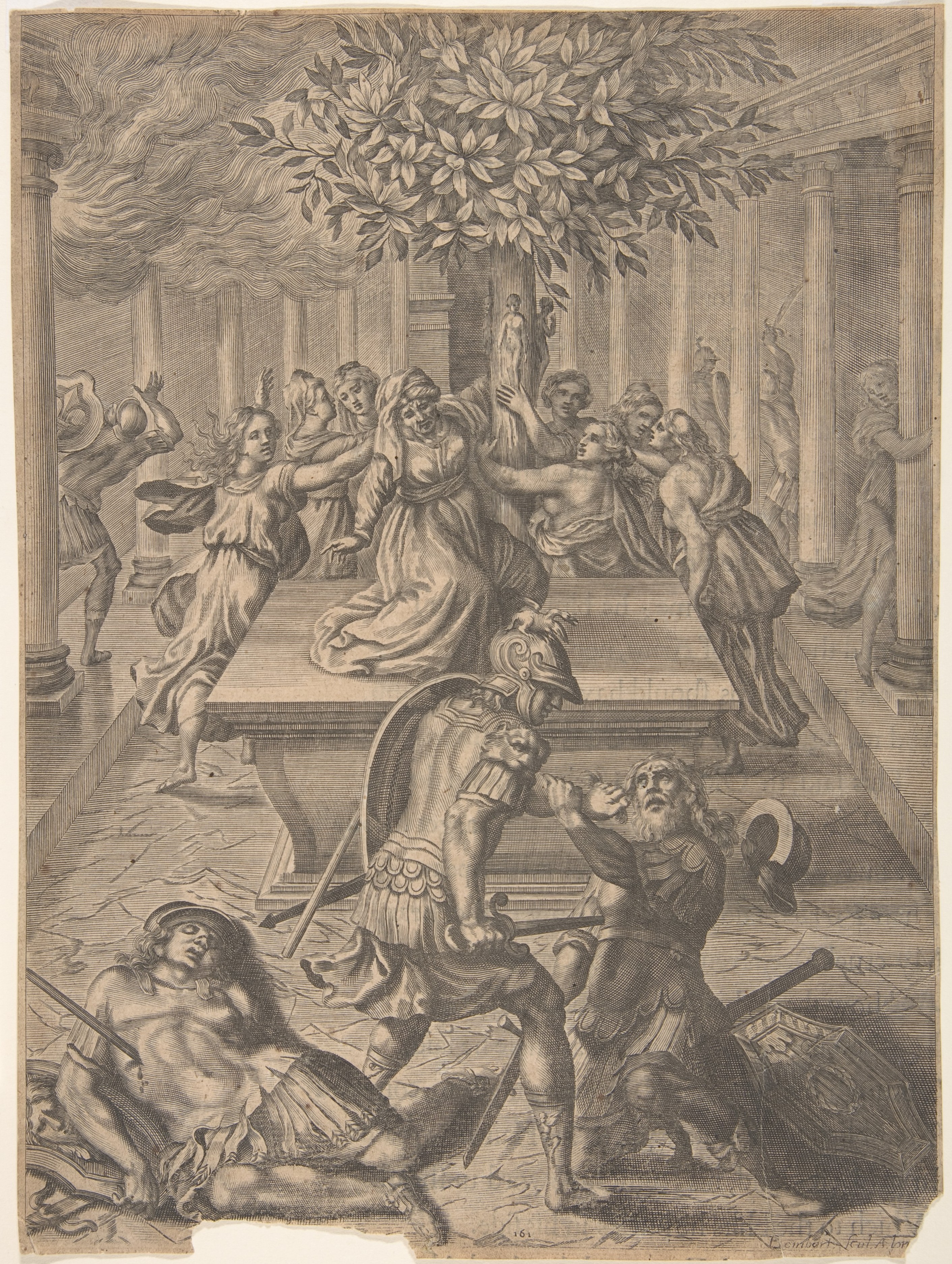 Engraving of Death of King Priam