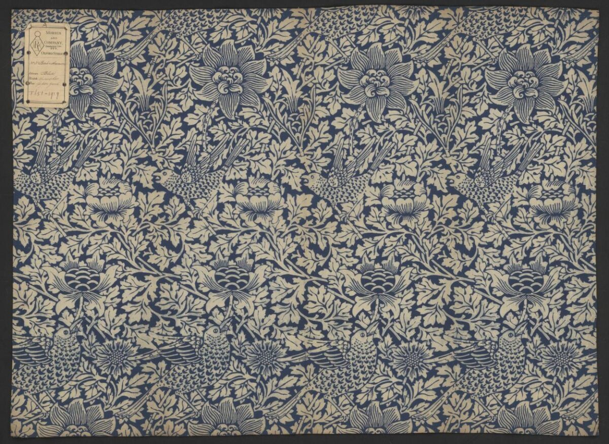 Blue Bird and Floral Repeat Pattern