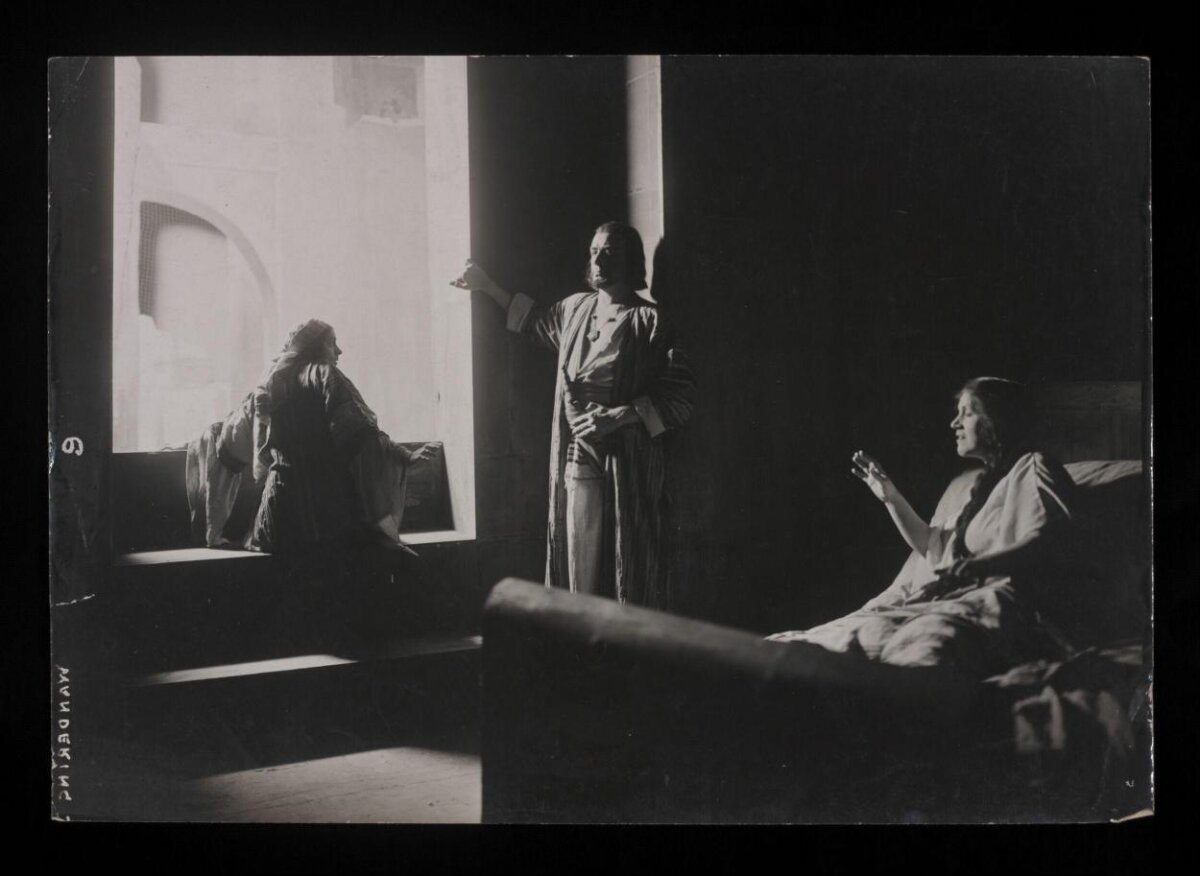Vintage Staged Scene of Three Figures