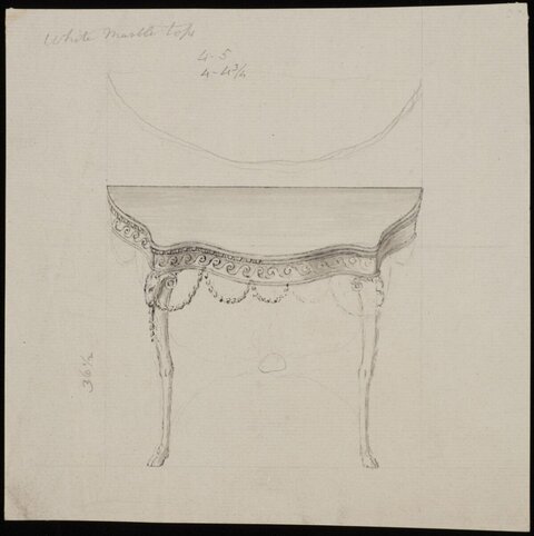 Pencil Sketch of Ornate Console Table