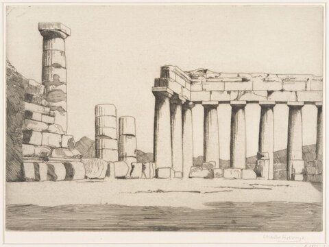 Ancient Temple Ruins Etching