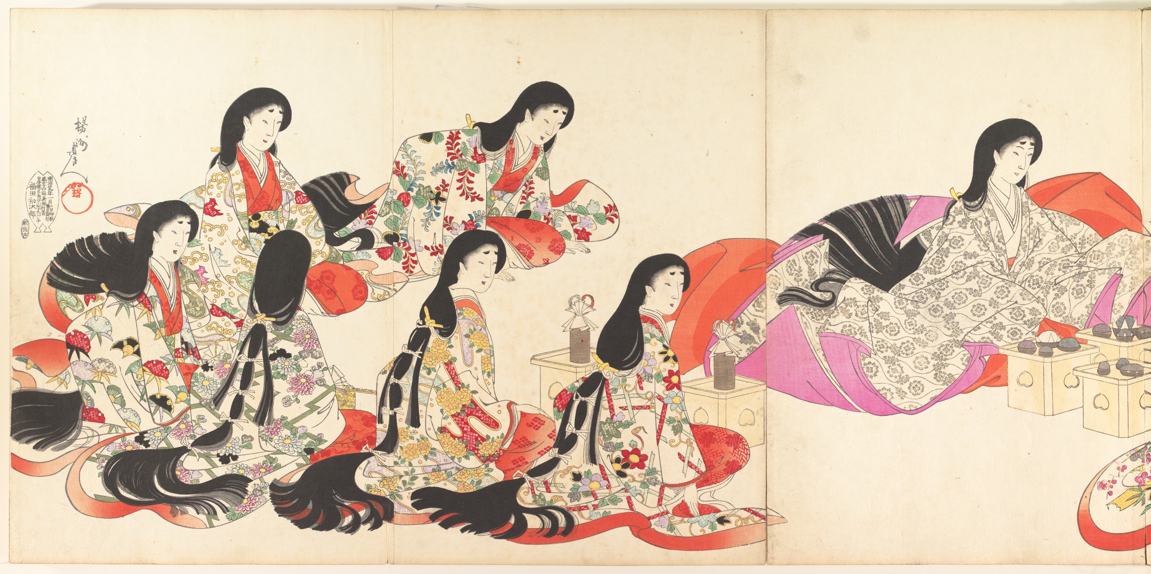 Japanese Beauties Ukiyo-e Painting