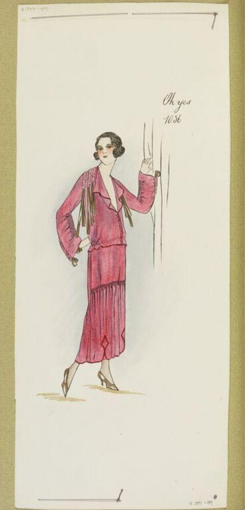 1920s Pink Dress Fashion Sketch