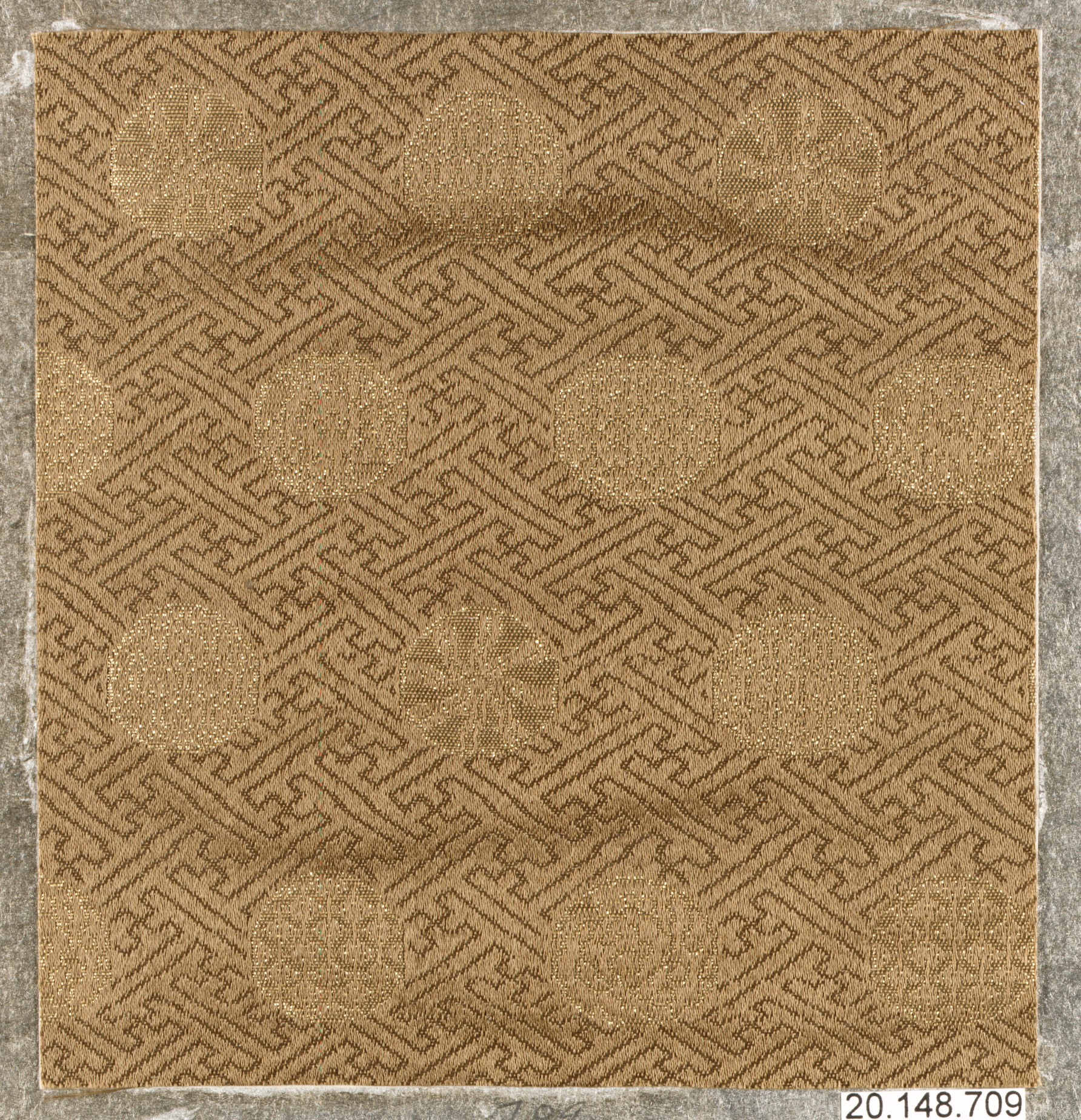 Brown Woven Textile with Round Motifs