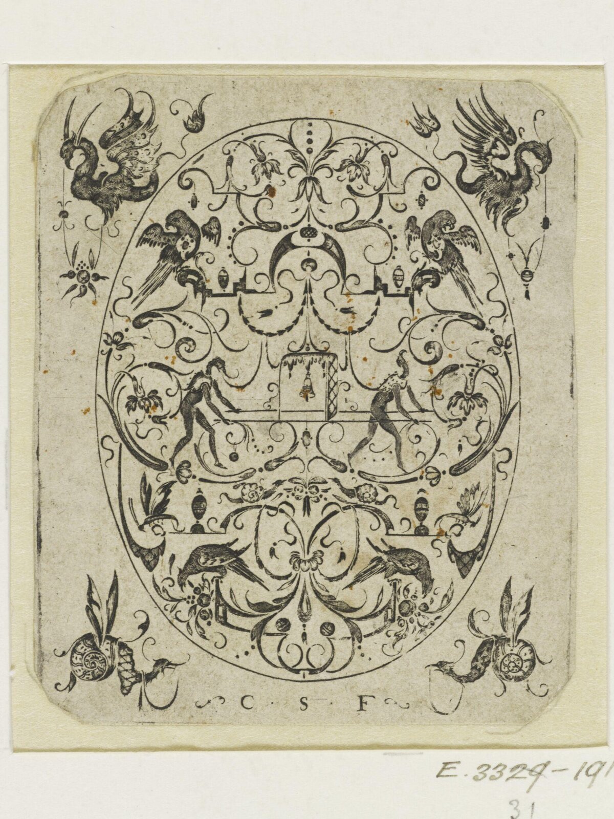 Antique Symmetrical Ornamental Engraving