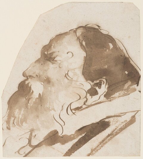 Ink Sketch of Bearded Old Man Profile