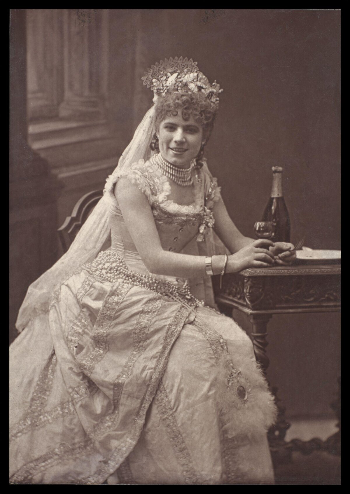 Vintage Portrait of Victorian Woman at Table