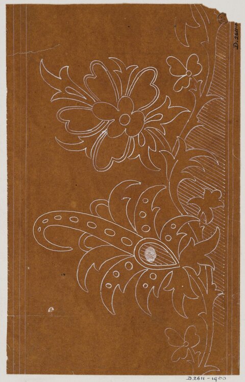 White Line Floral Paisley Sketch