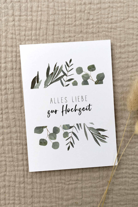 German Eucalyptus Wedding Greeting Card