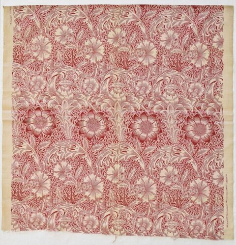 Red Floral Vintage Textile Pattern