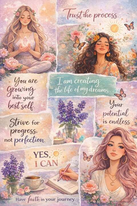 Positive Self Growth Affirmation Collage