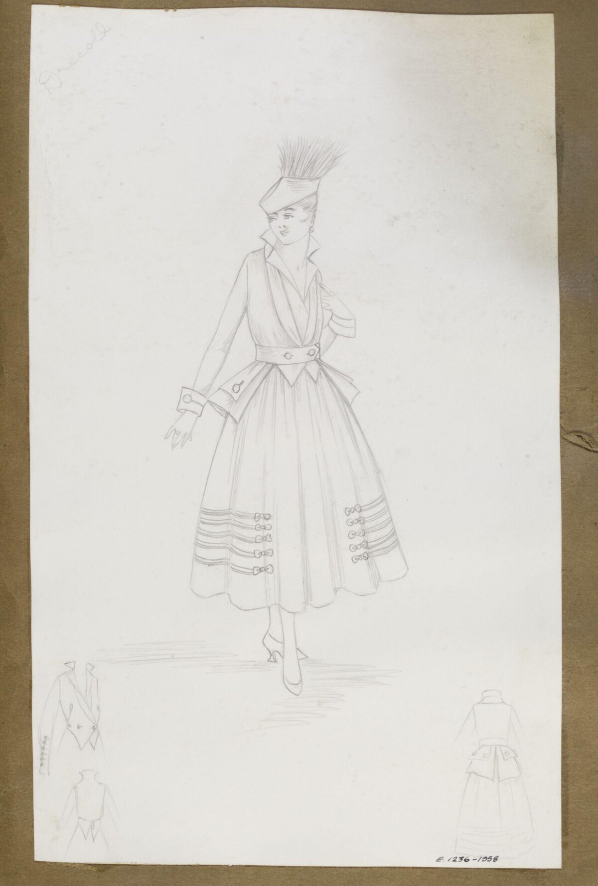 Pencil Sketch Vintage Fashion Design