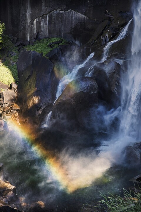 Mountain Waterfall with Rainbow