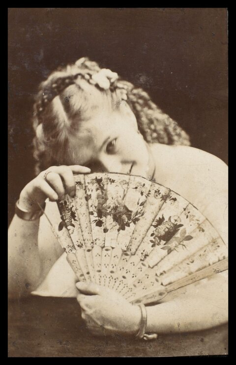 Vintage Portrait of Woman with Fan