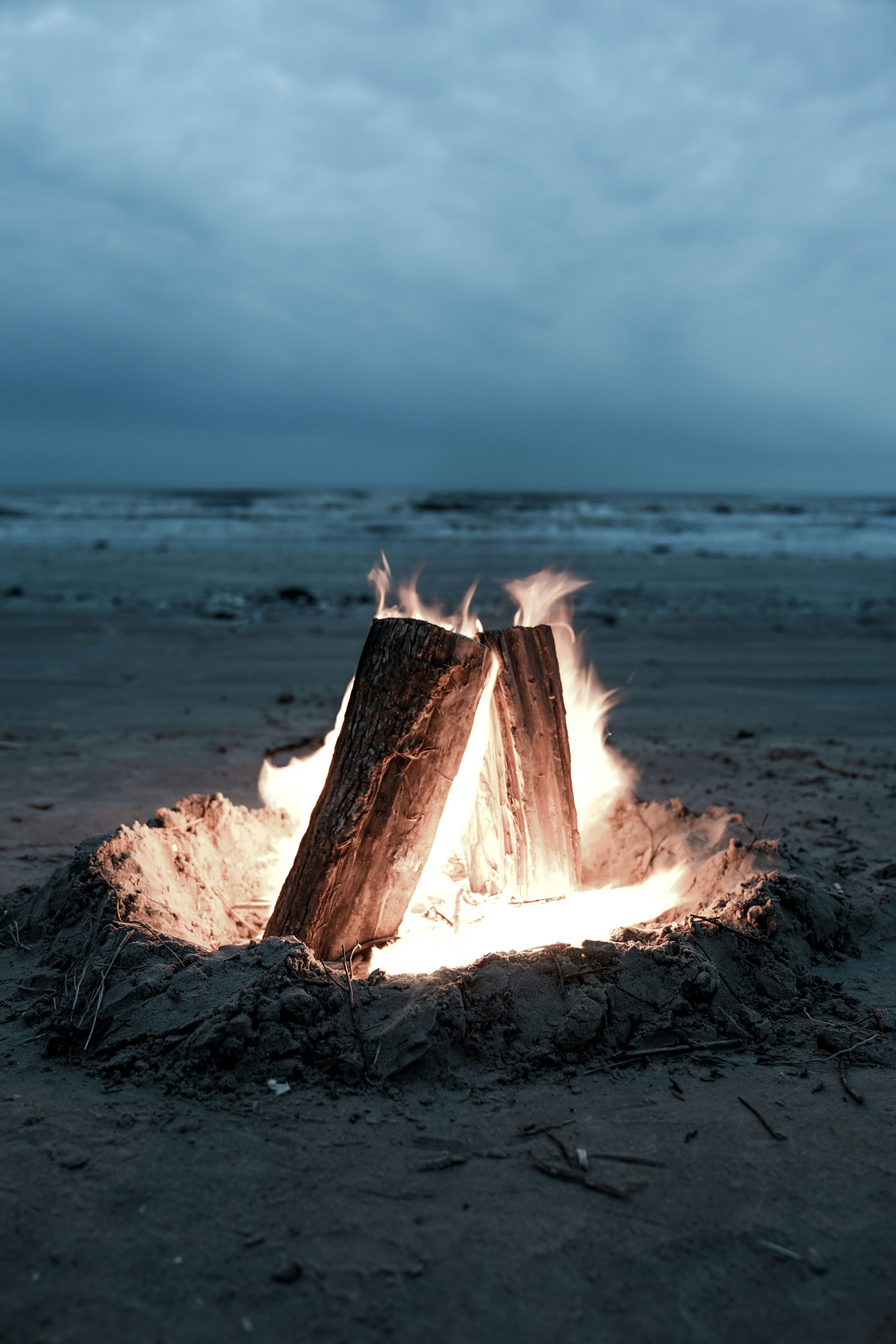 Beachside Bonfire at Dusk