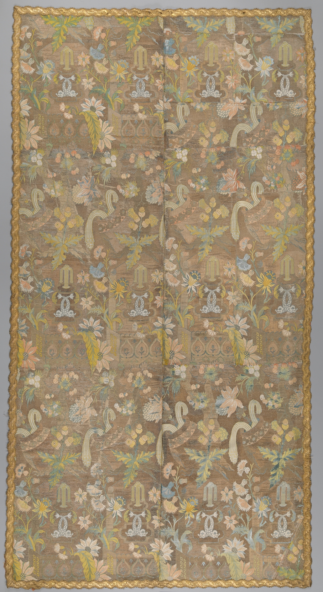 Antique Floral Embroidered Textile Panel