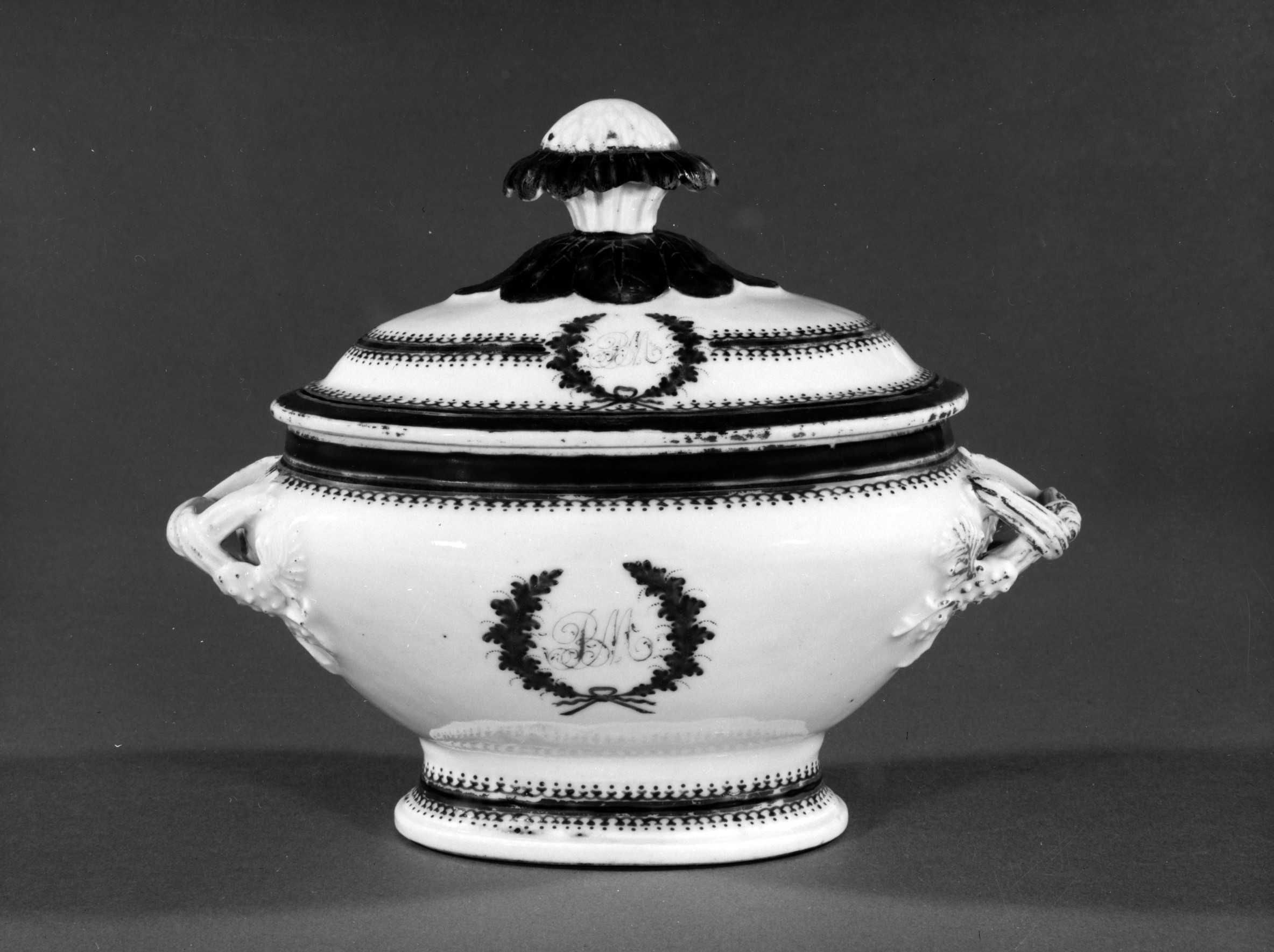 Monogrammed Covered Porcelain Tureen