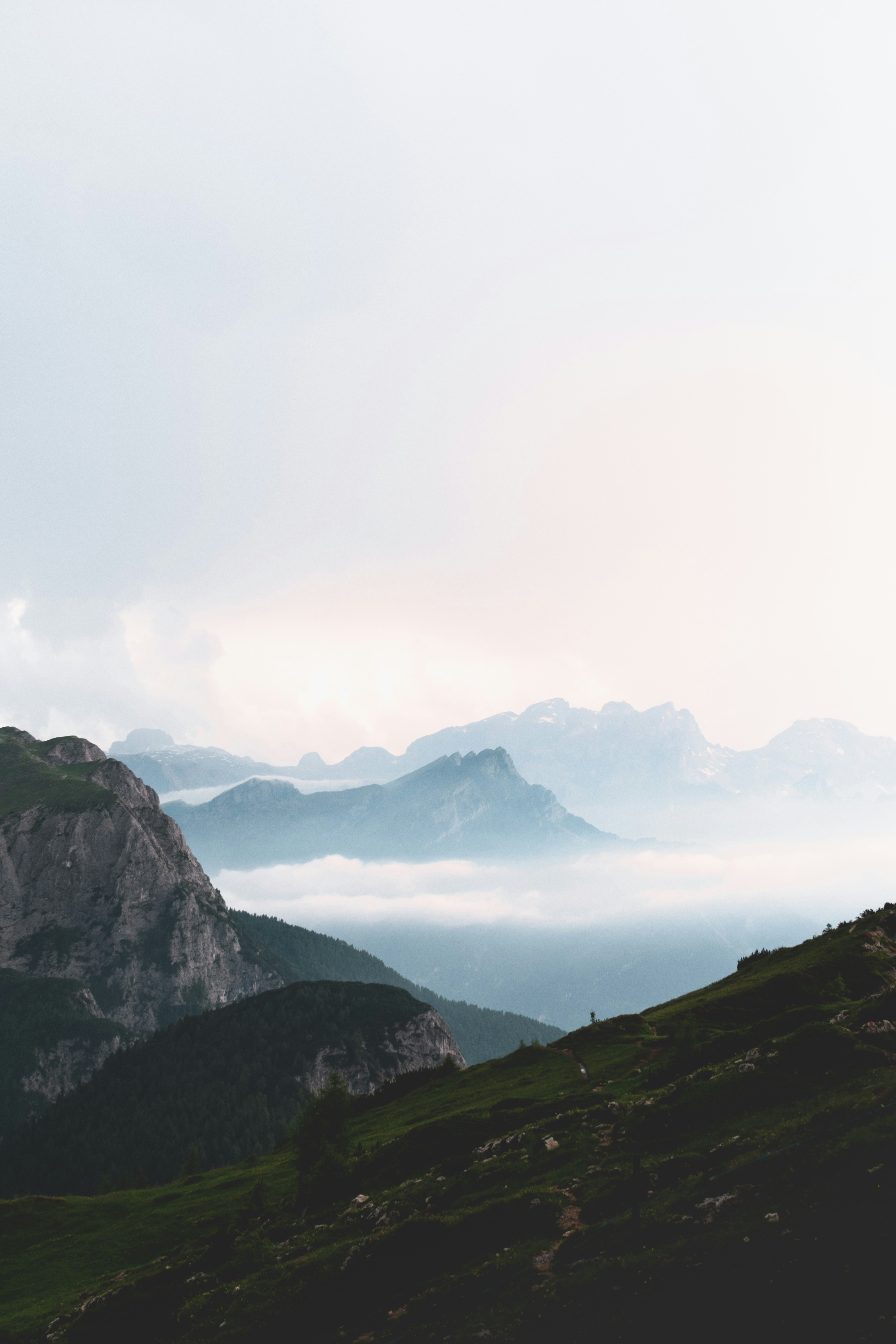 Misty Layered Mountain Range