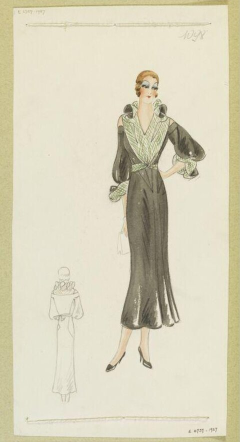Vintage Evening Dress Fashion Sketch