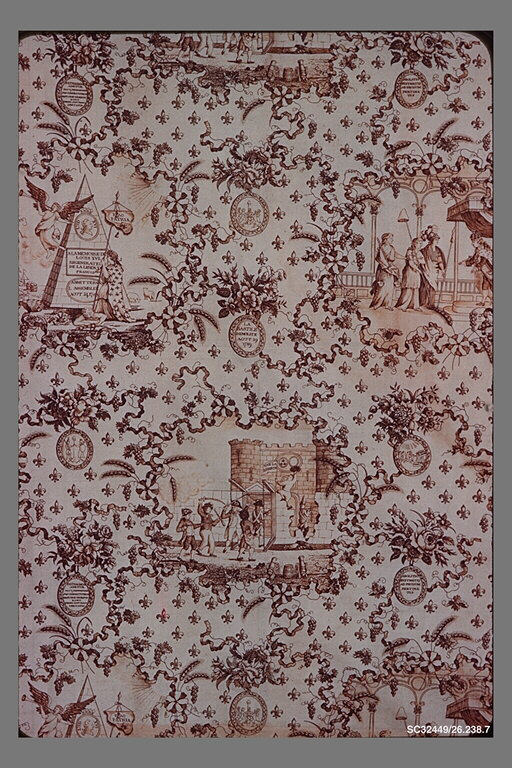 Antique Brown Narrative Printed Textile