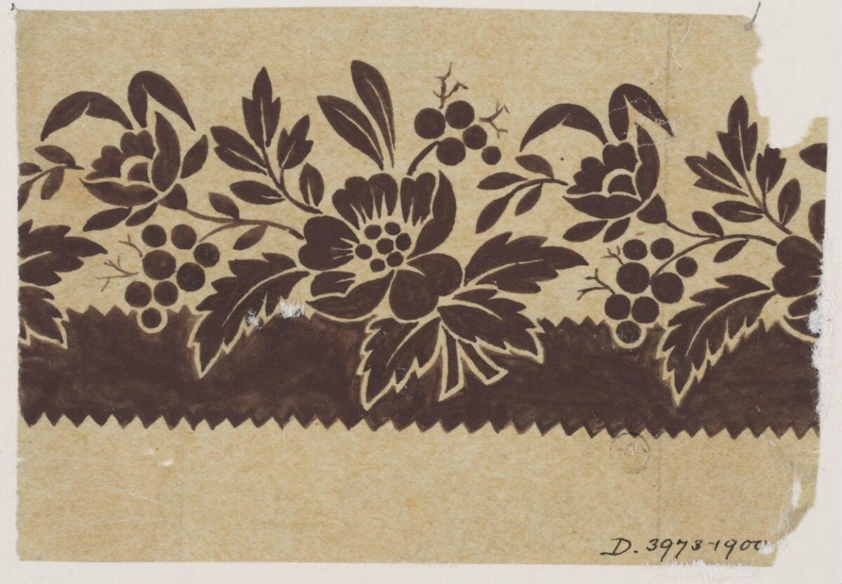 Vintage Floral Border Design Sketch