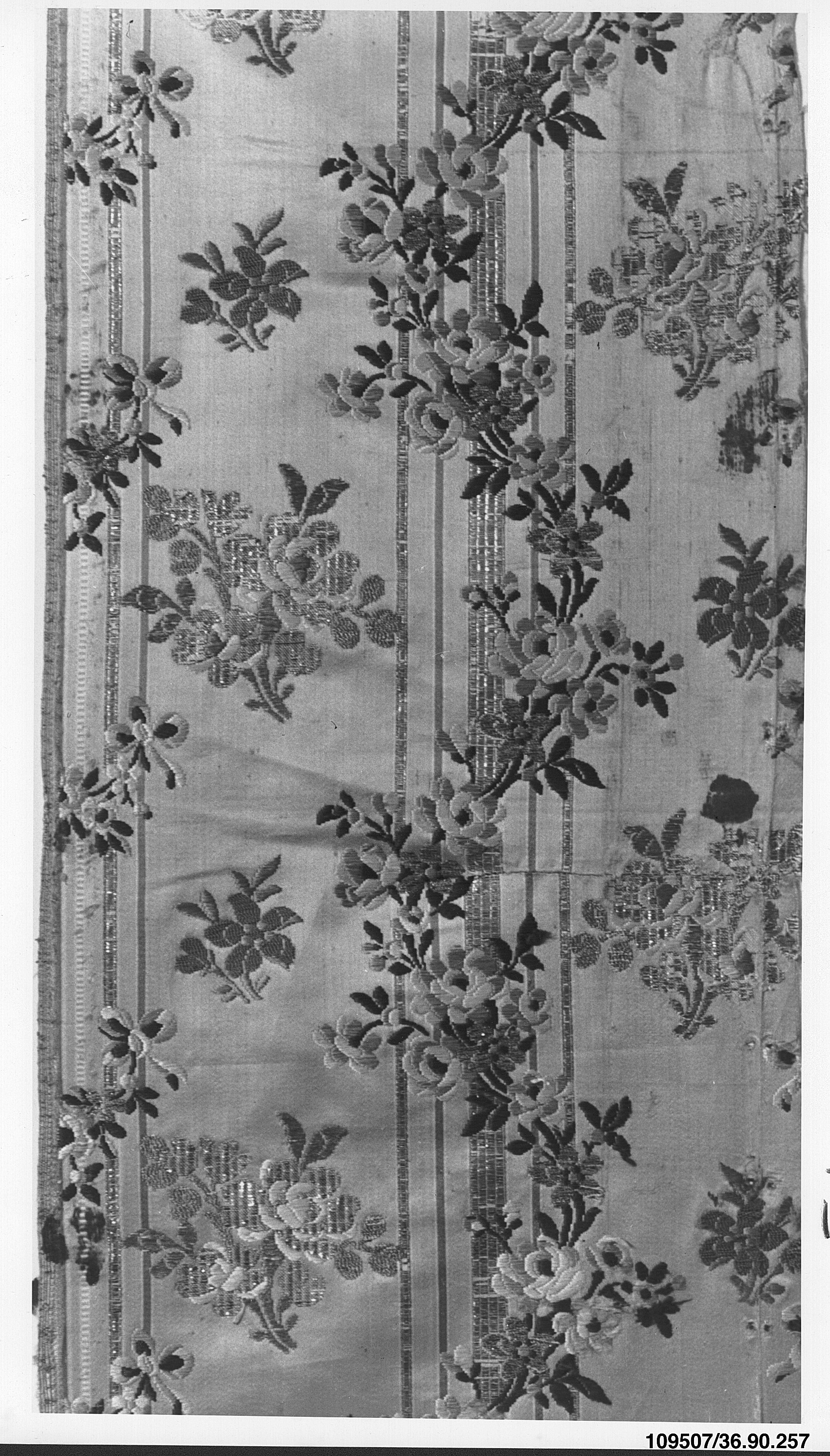 Antique Floral Striped Woven Textile