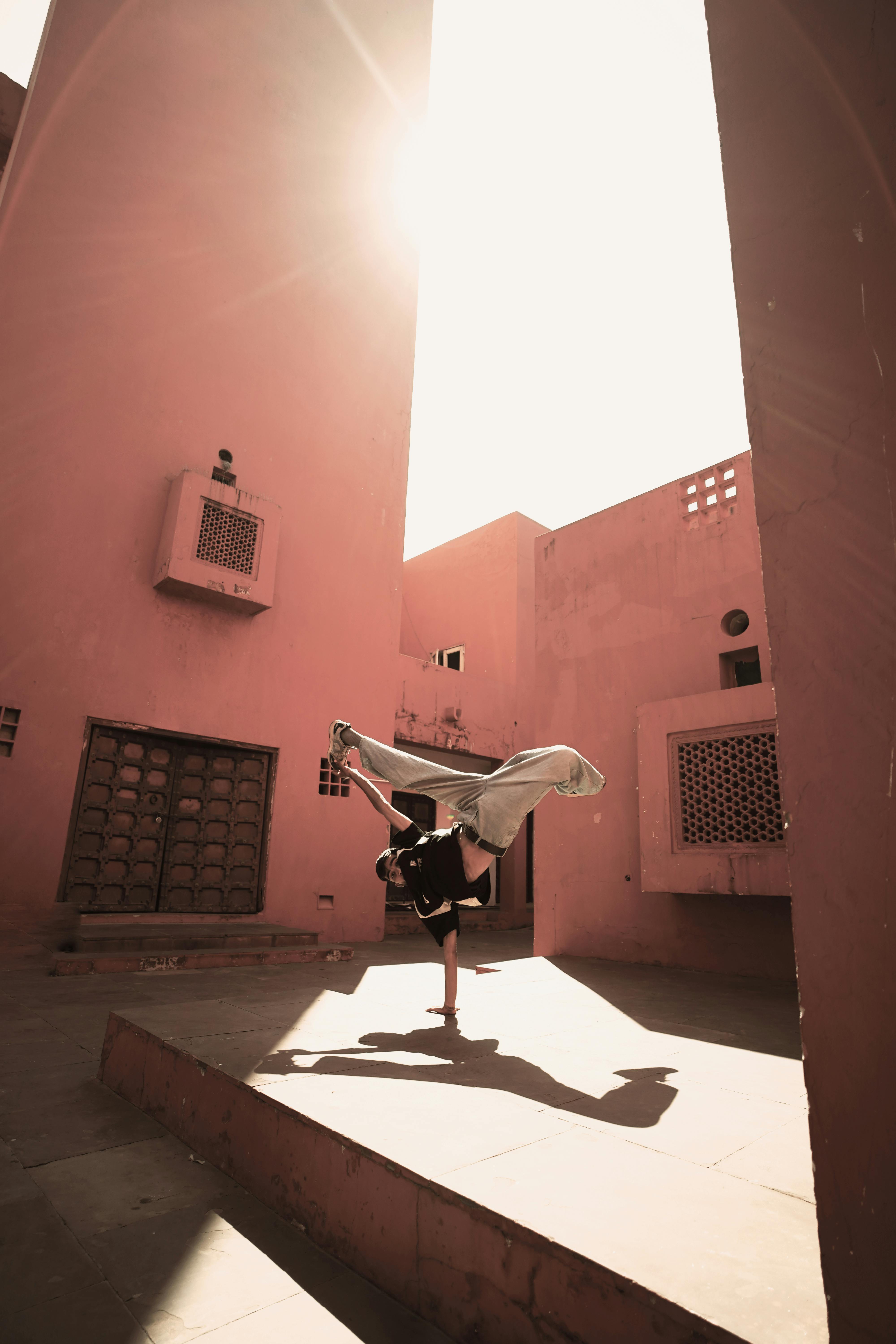 Breakdancer Doing One-Handed Handstand