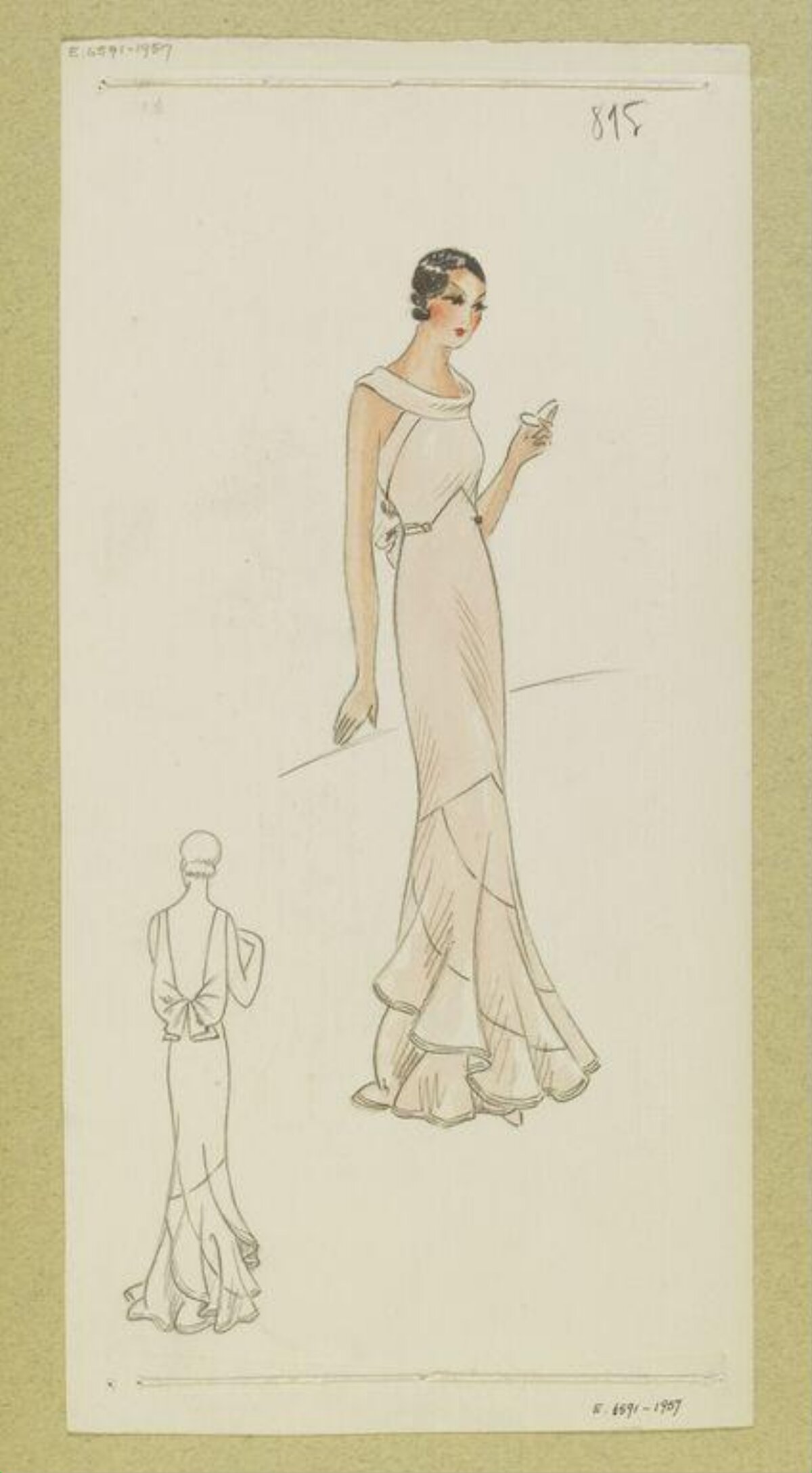 Vintage Evening Gown Fashion Sketch