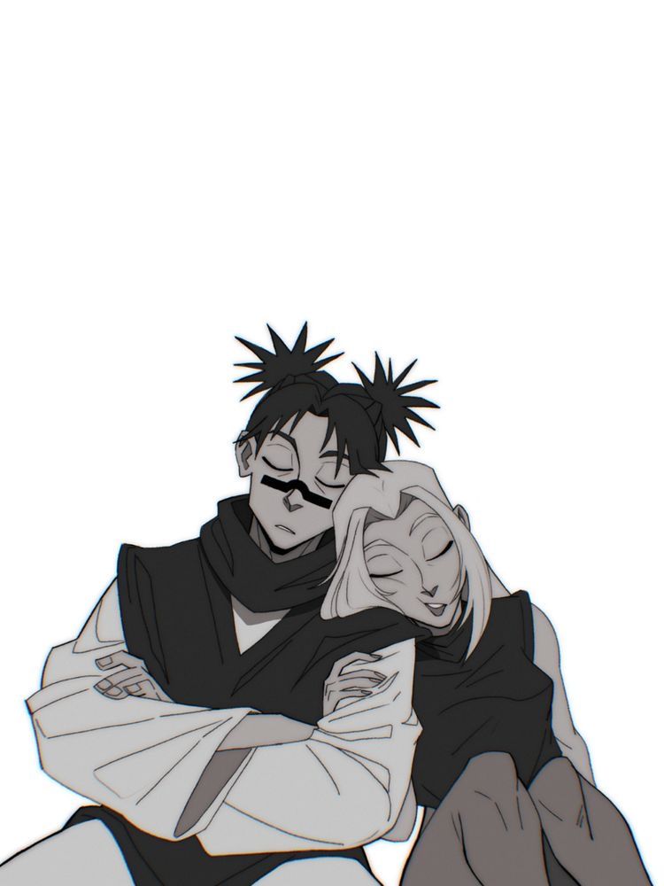 Two Resting Anime Characters Cuddling