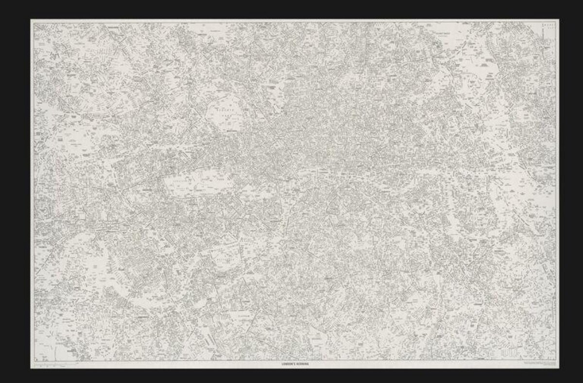 Monochrome Detailed London Map Artwork