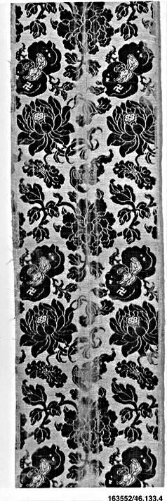 Ancient Peony Pattern Silk Textile