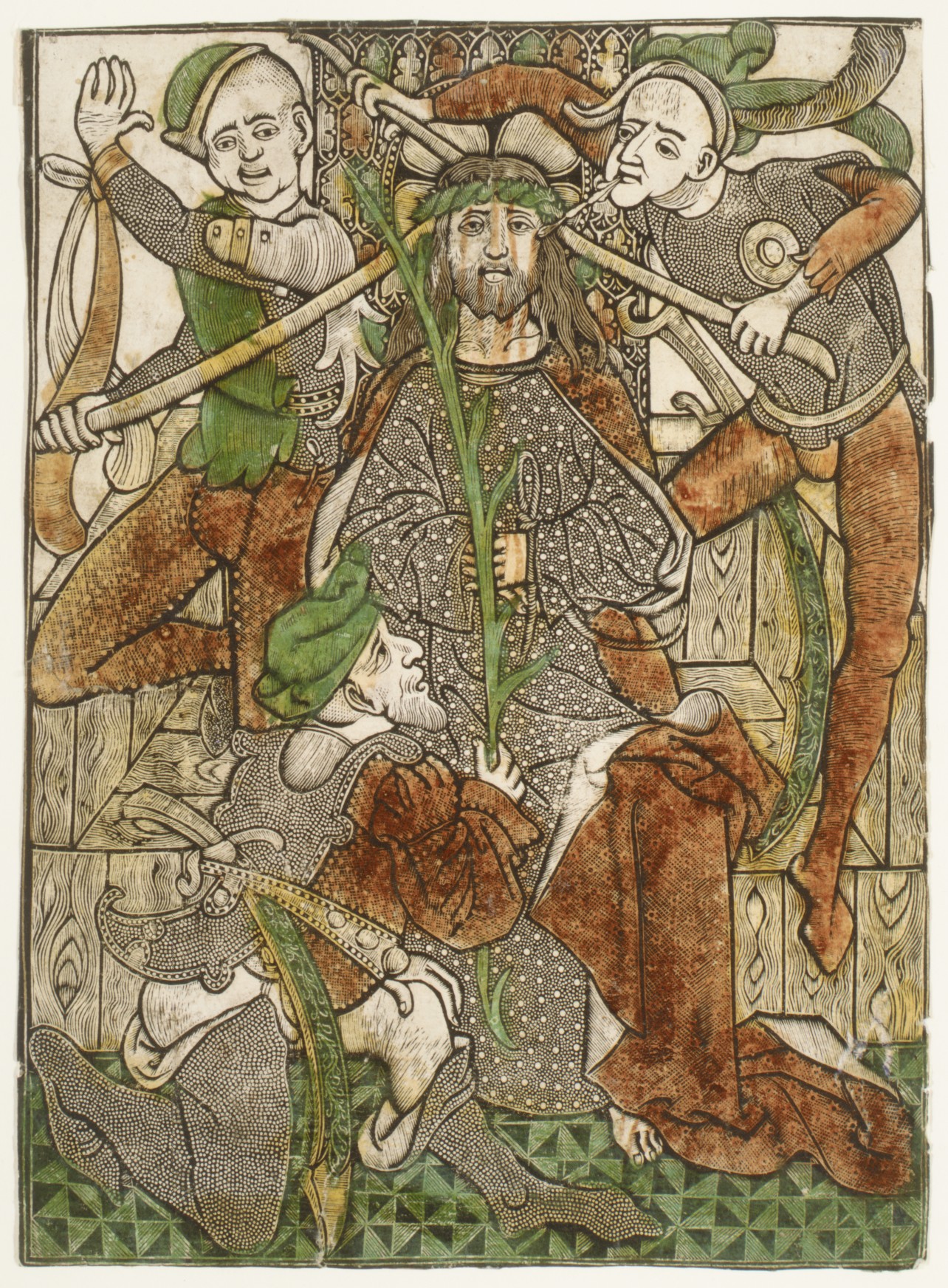 Medieval Mocking of Christ Woodcut