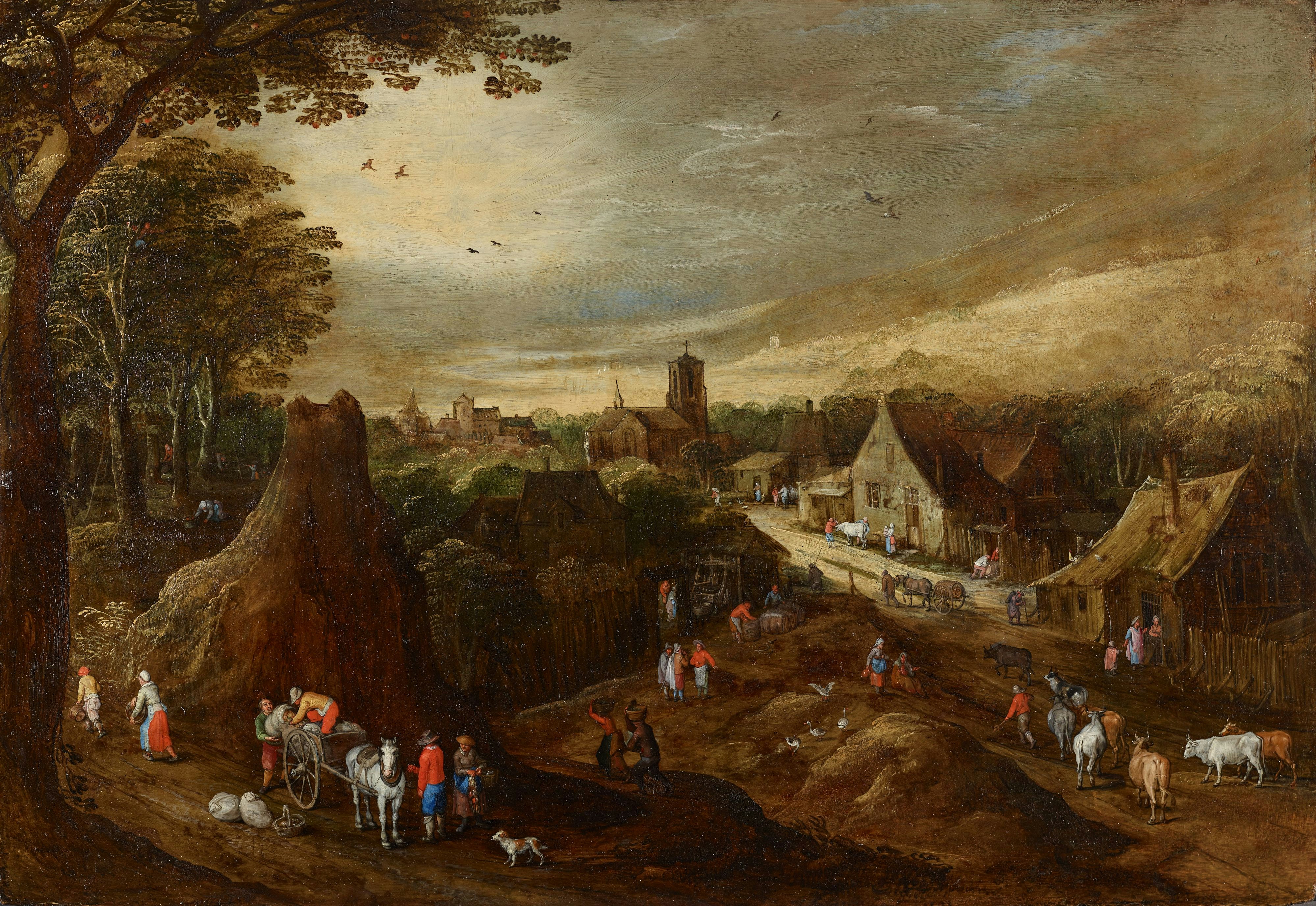 Village Landscape with Working Peasants