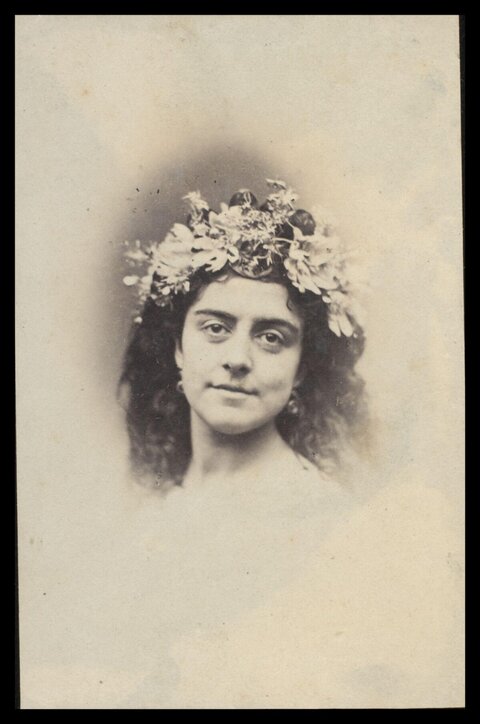 Vintage Portrait of Woman With Flower Crown