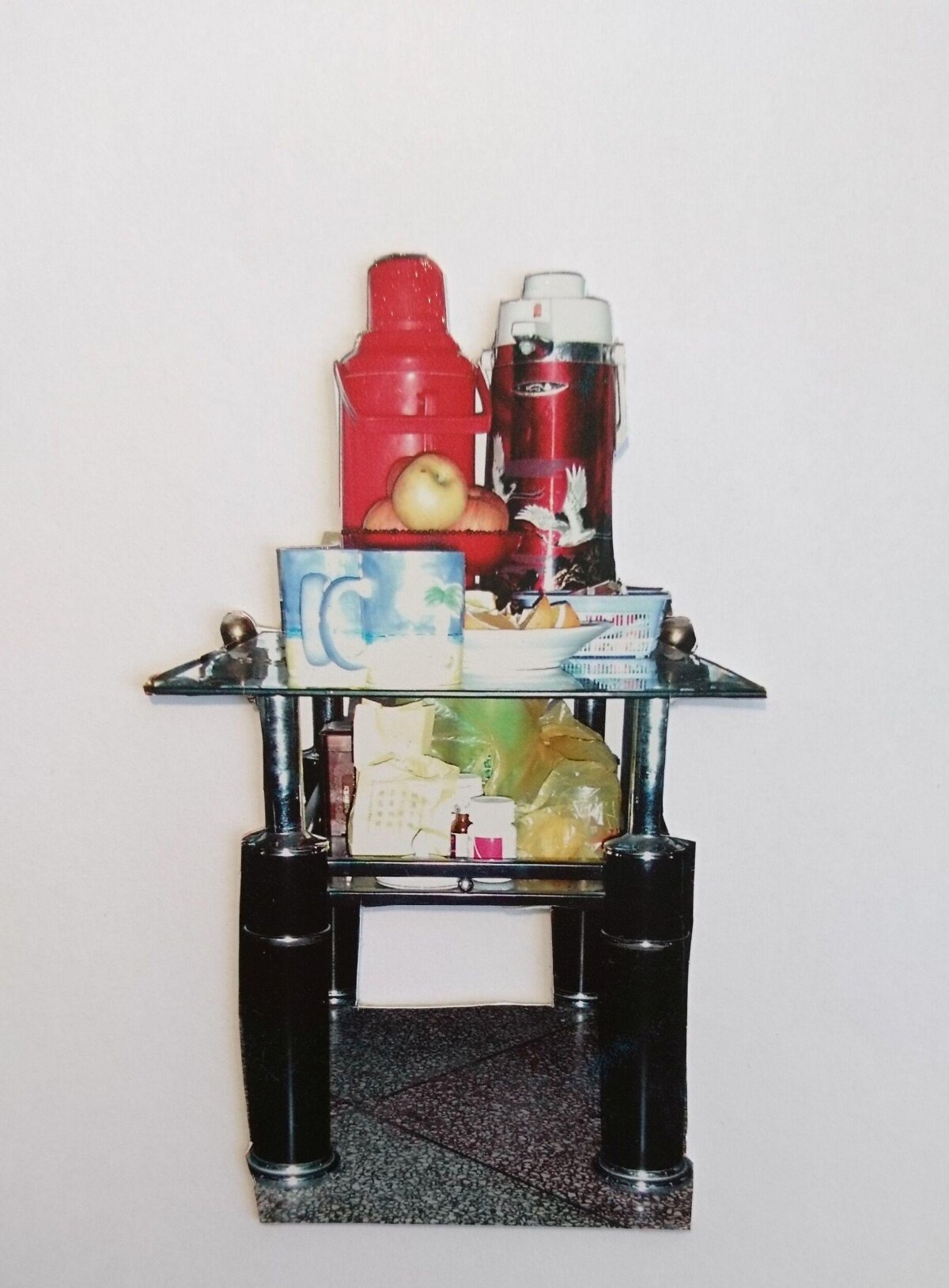 Household Items on Glass Side Table