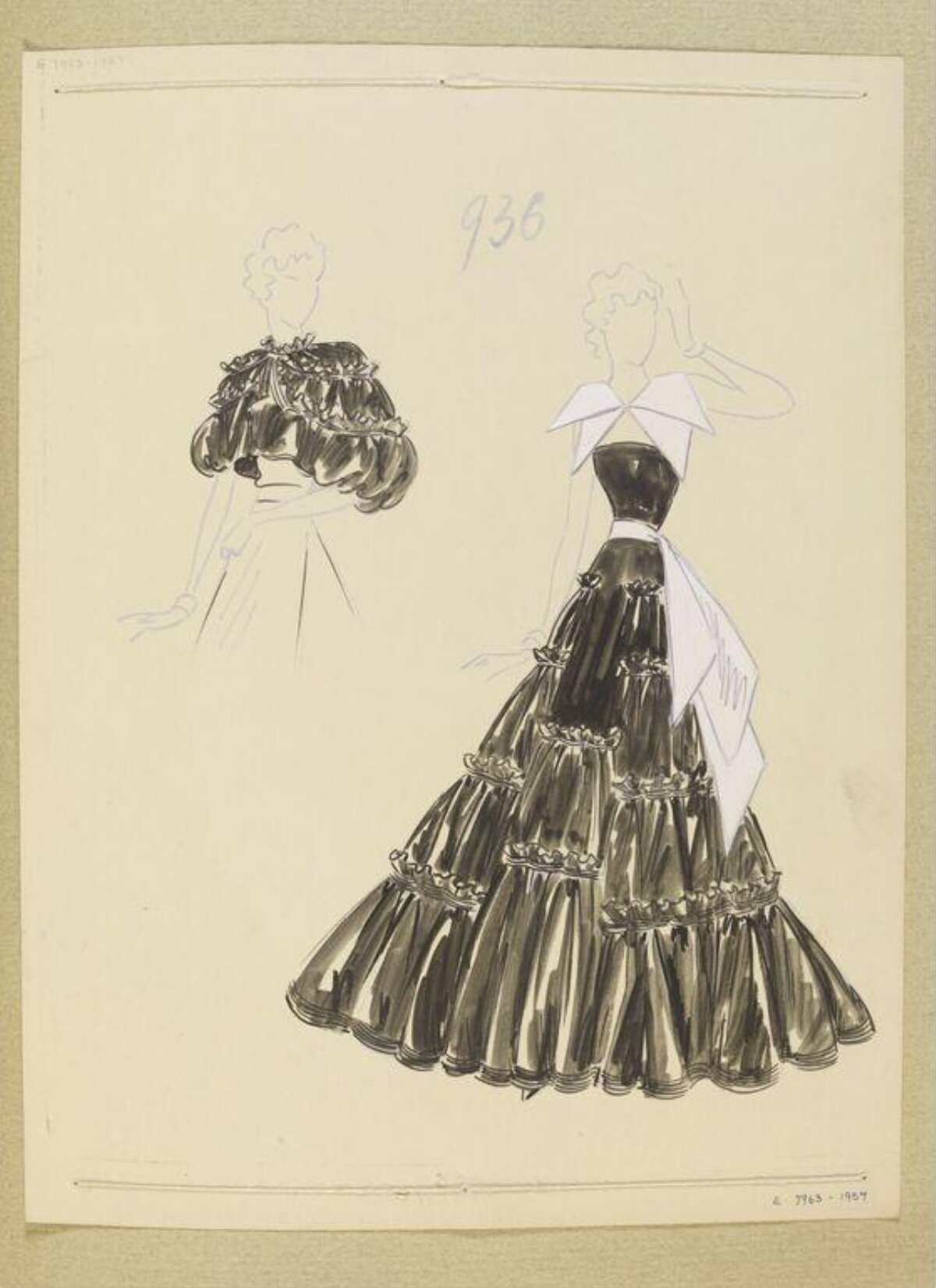 Two Evening Gown Fashion Design Sketches
