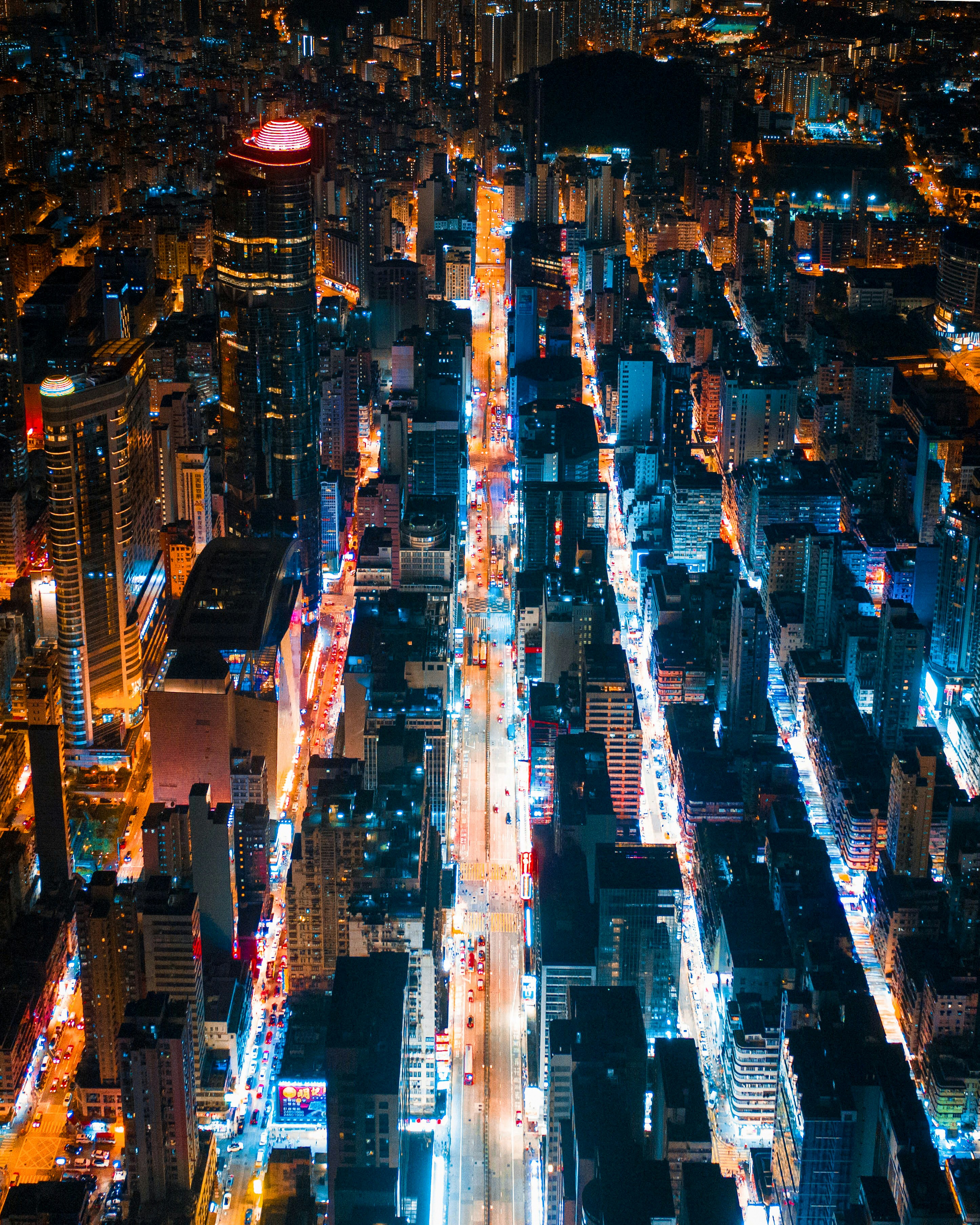 Aerial City Night View