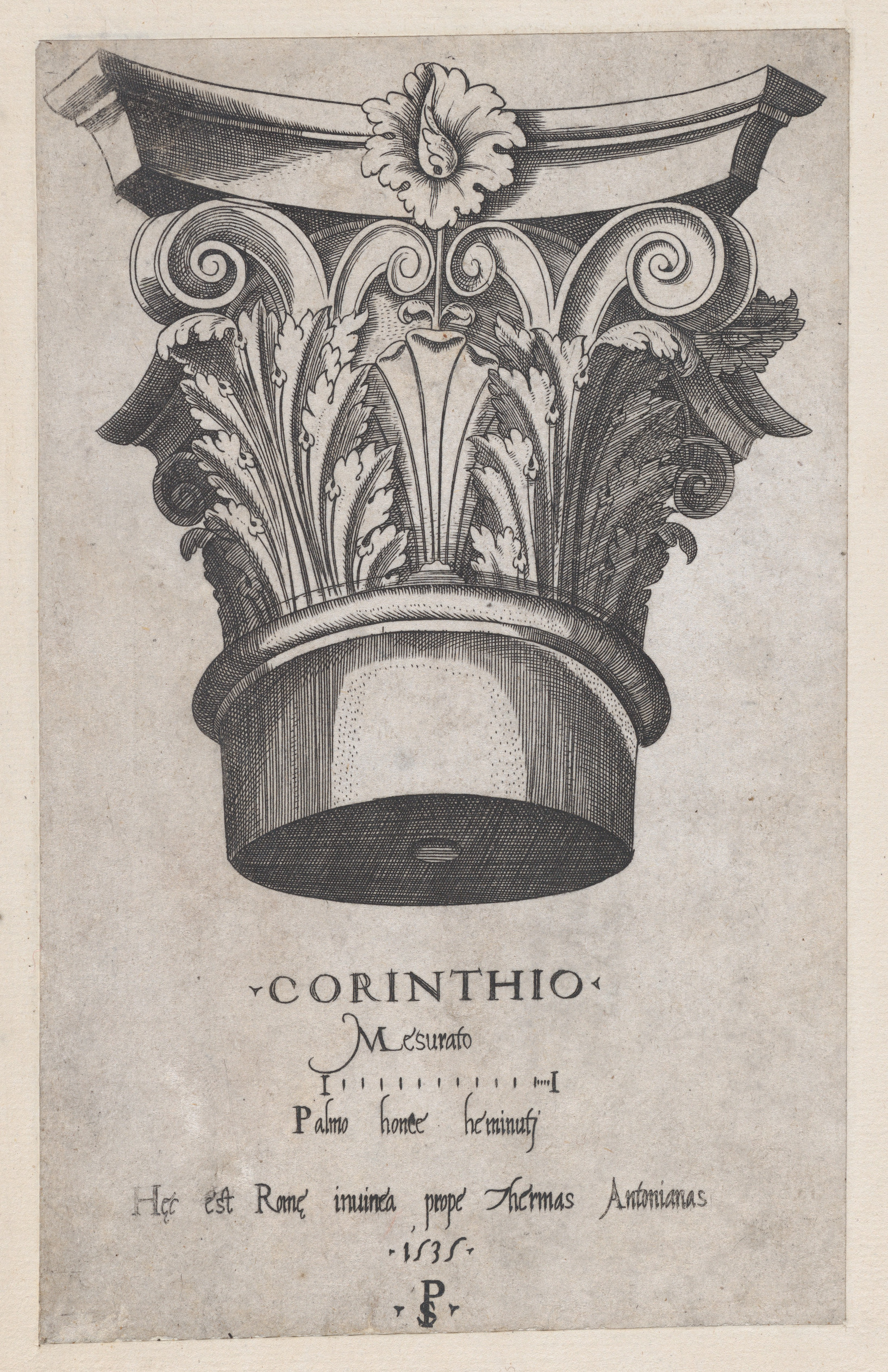 1535 Corinthian Column Capital Engraving