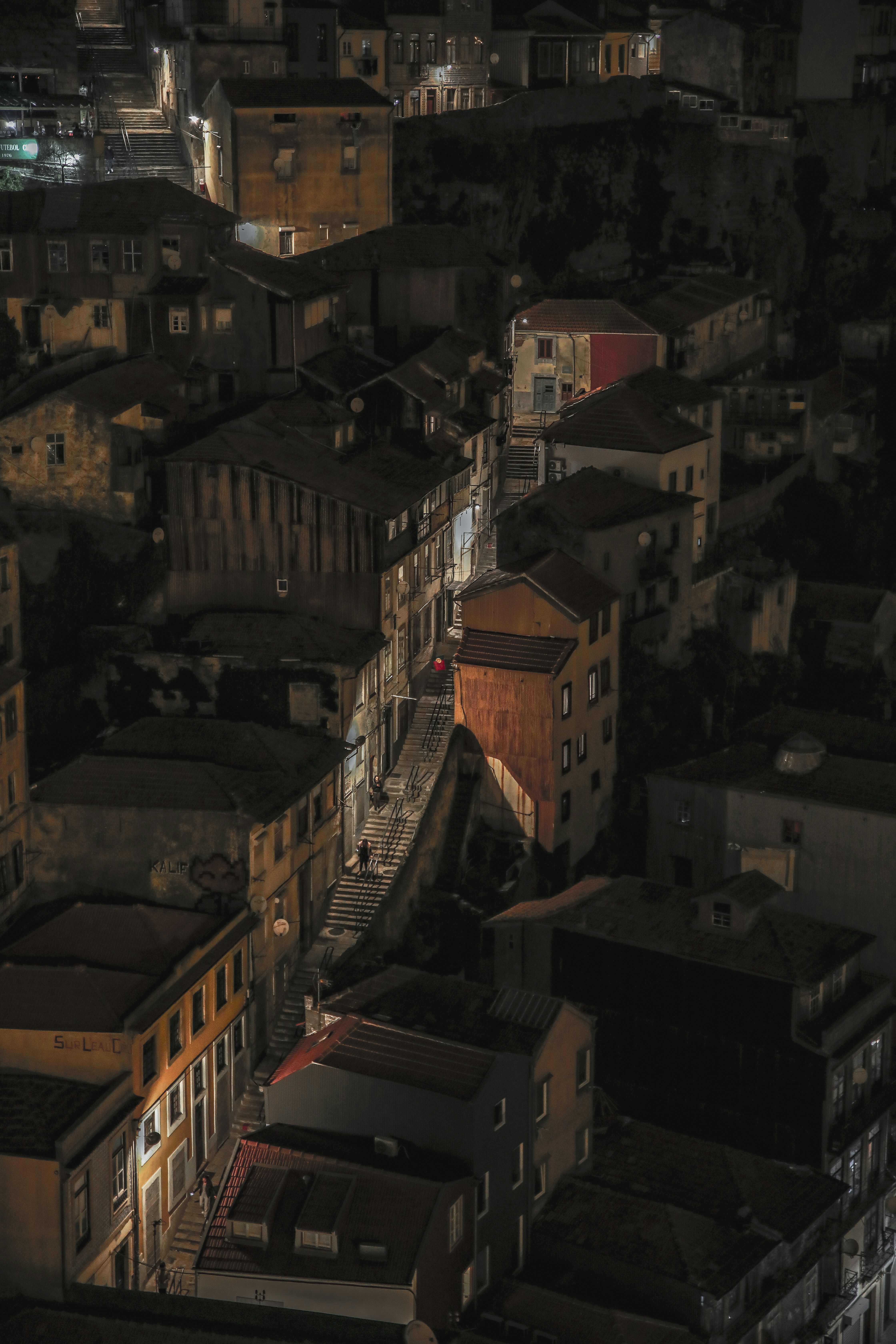 Old Hillside City Night View