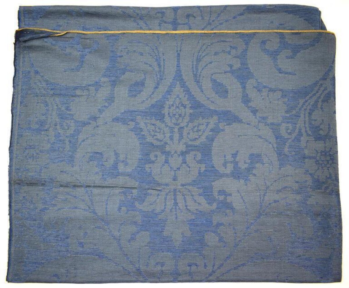 Blue Damask Woven Fabric