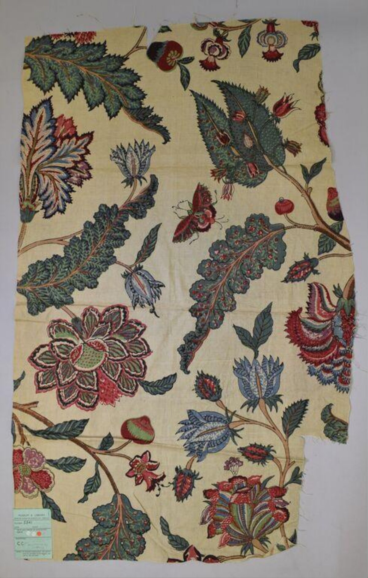 Vintage Floral Printed Textile Fragment