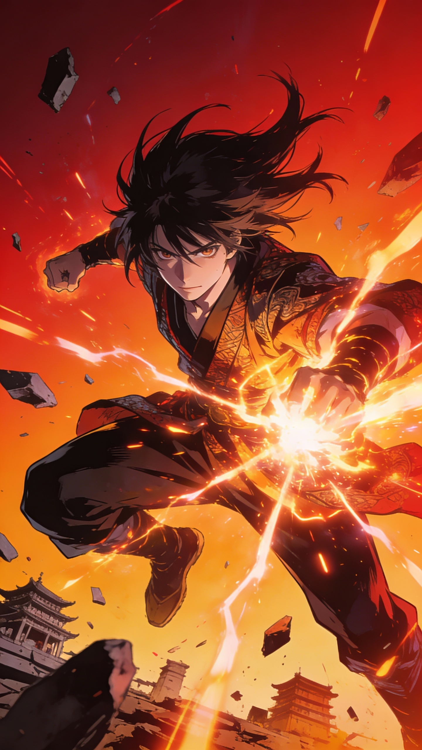 Anime Martial Artist's Fiery Attack